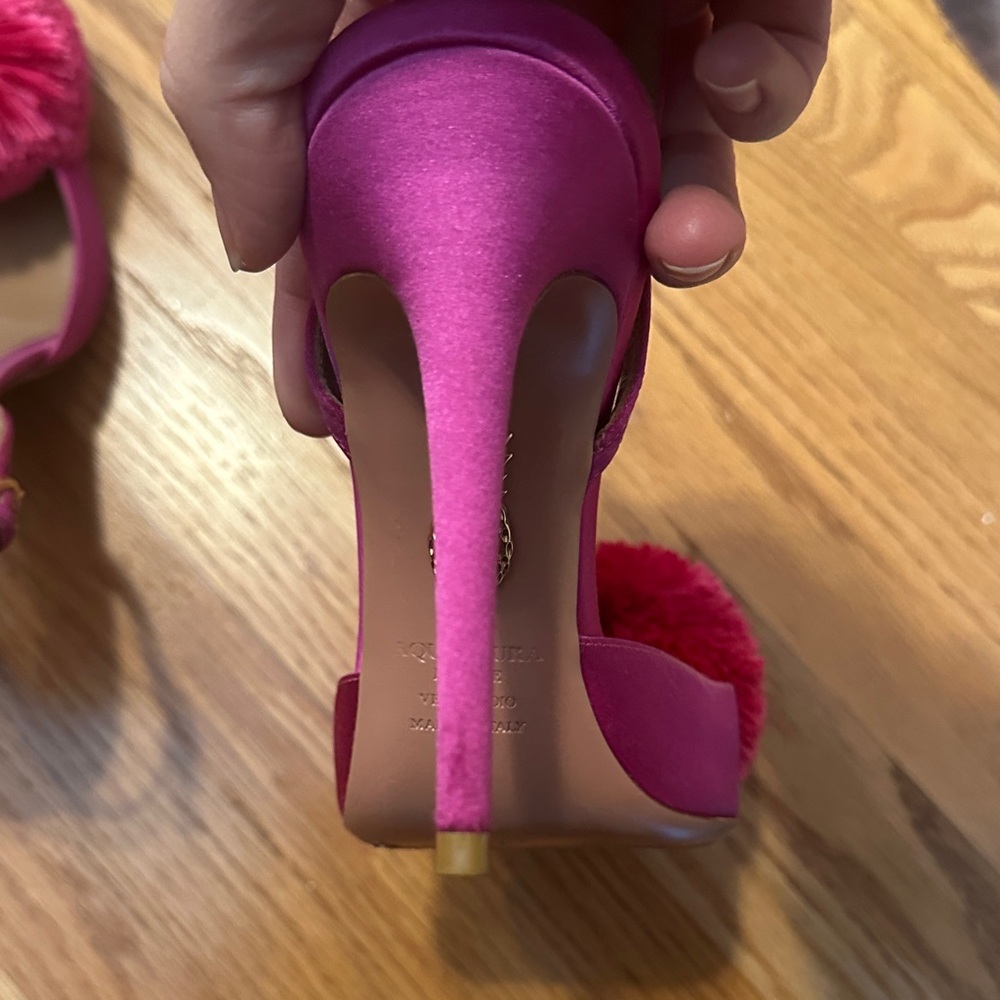 Aquazzura Fuchsia Pom Pom Heels - Picture 5 of 10